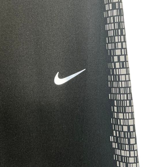NIKE Power Epic Reflect Tight Pants Geometric Textured Leg Black Silver Size L - Picture 6 of 12